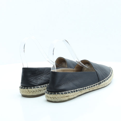 Preworn Womens Black Faux Leather Espadrille Sandal UK 6 EUR 39