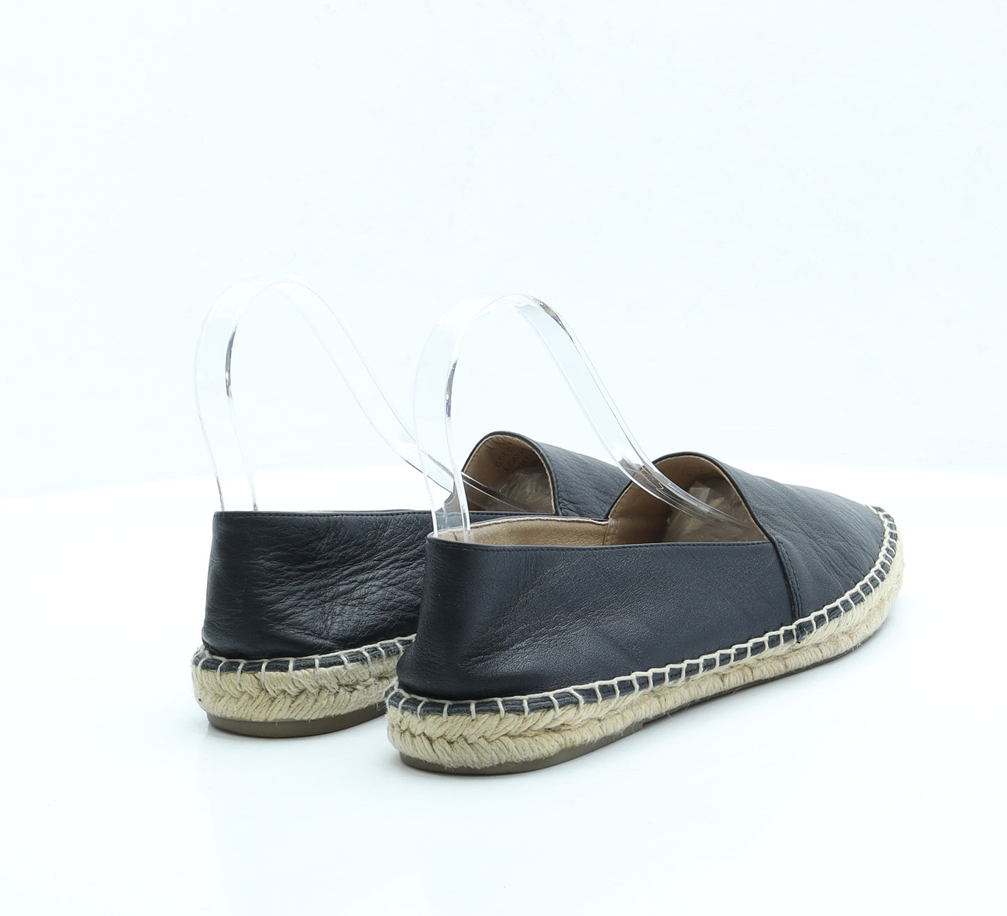 Preworn Womens Black Faux Leather Espadrille Sandal UK 6 EUR 39