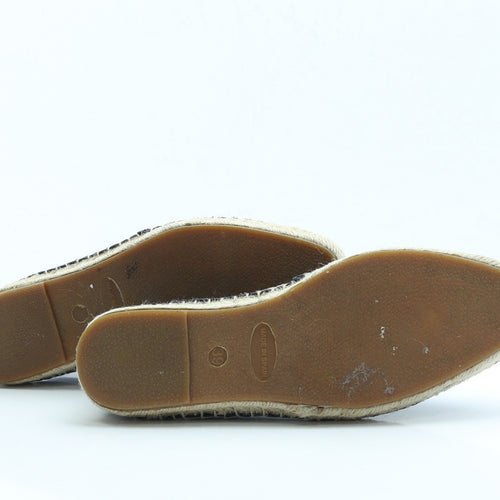 Preworn Womens Black Faux Leather Espadrille Sandal UK 6 EUR 39