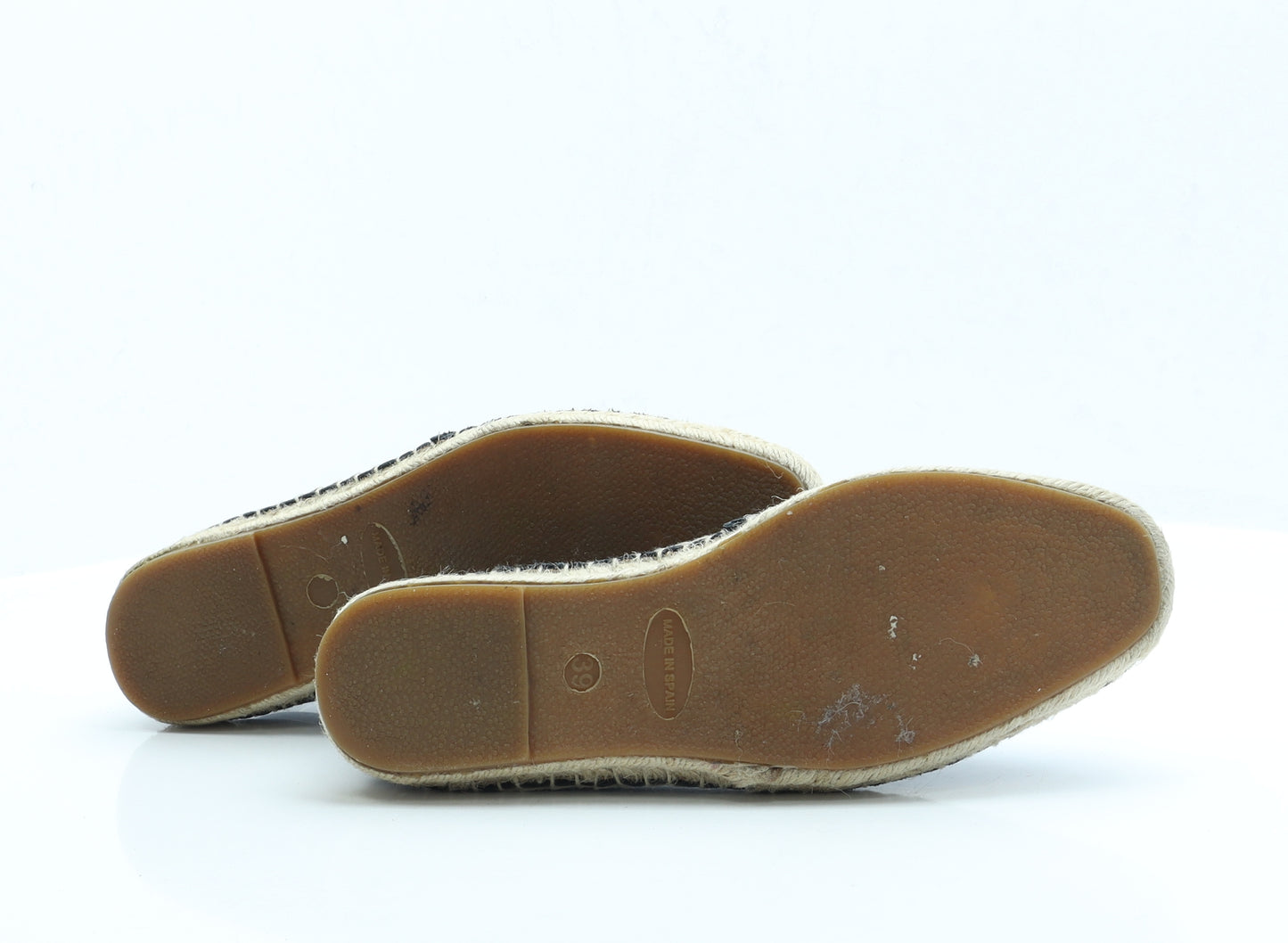 Preworn Womens Black Faux Leather Espadrille Sandal UK 6 EUR 39