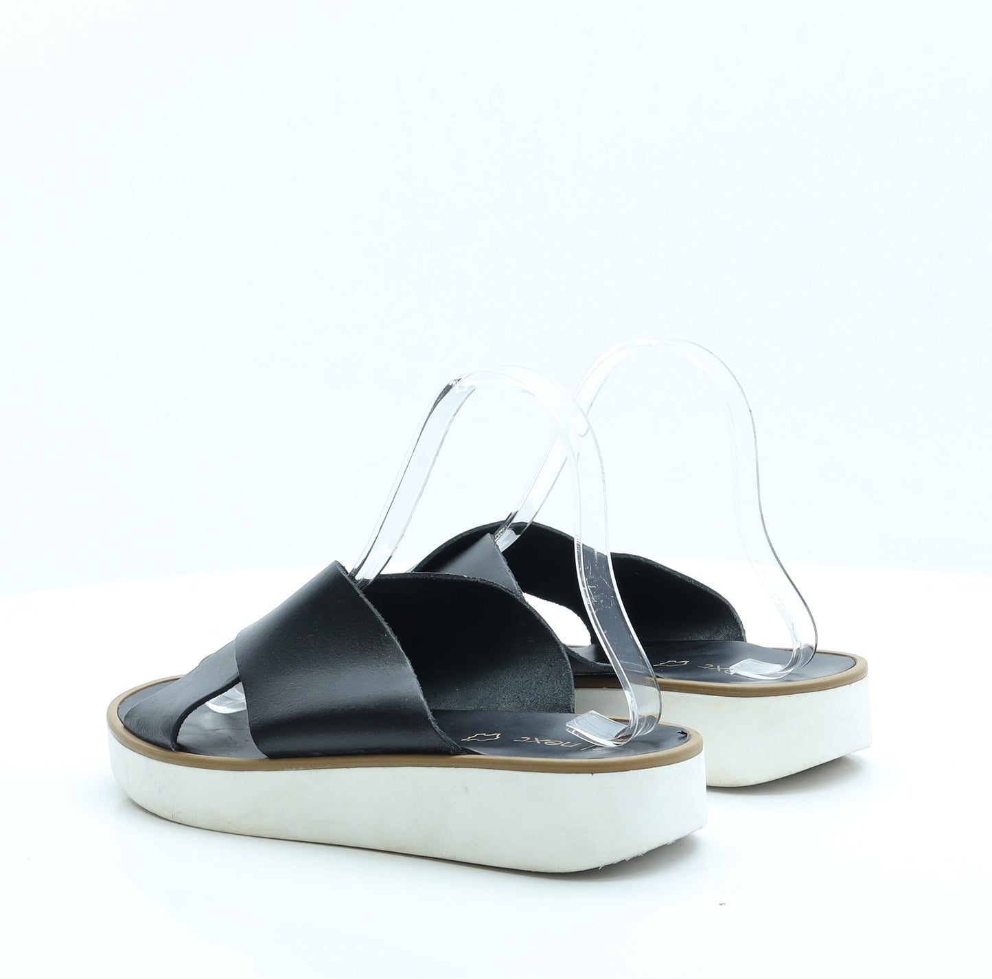 NEXT Womens Black Leather Slip On Sandal UK 6 EUR 39