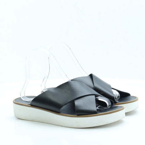 NEXT Womens Black Leather Slip On Sandal UK 6 EUR 39