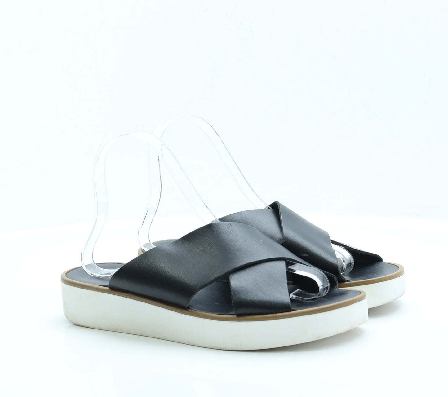 NEXT Womens Black Leather Slip On Sandal UK 6 EUR 39