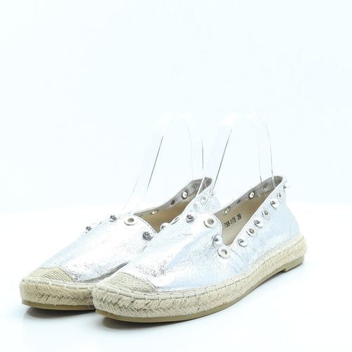 O'Moda Womens Silver Polyester Flat UK 6