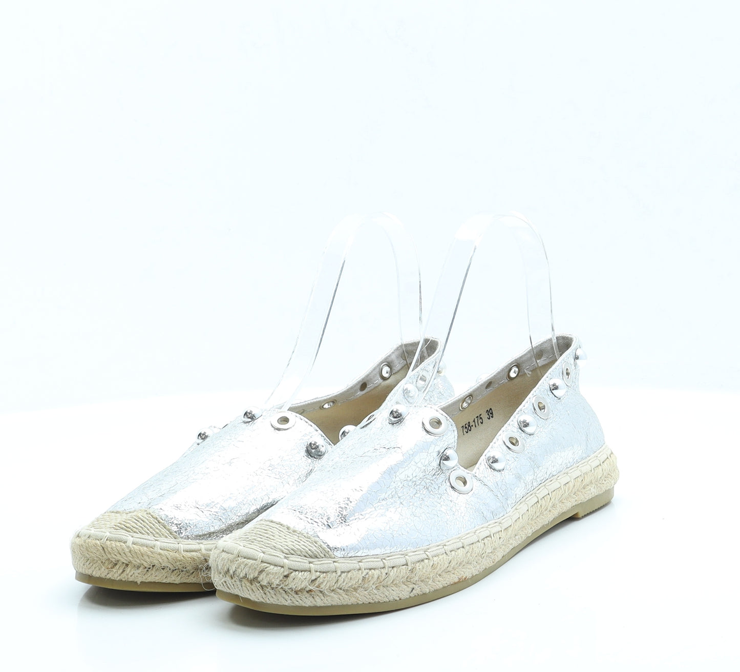 O'Moda Womens Silver Polyester Flat UK 6