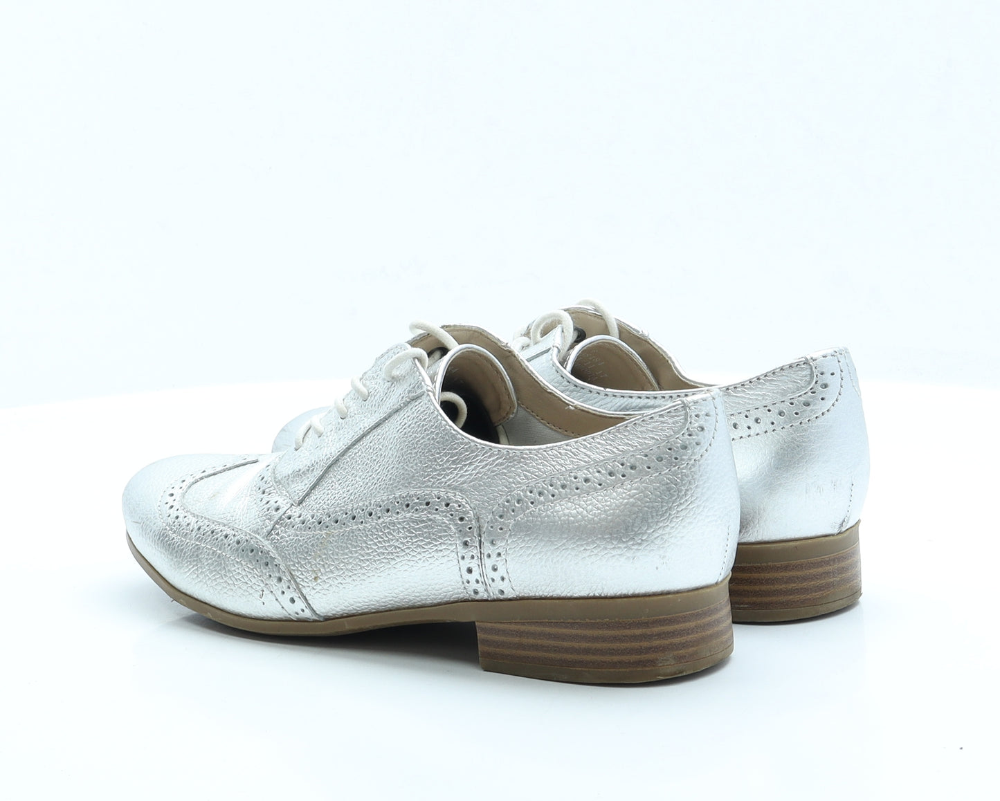 Marks and Spencer Womens Silver Faux Leather Flat UK 6