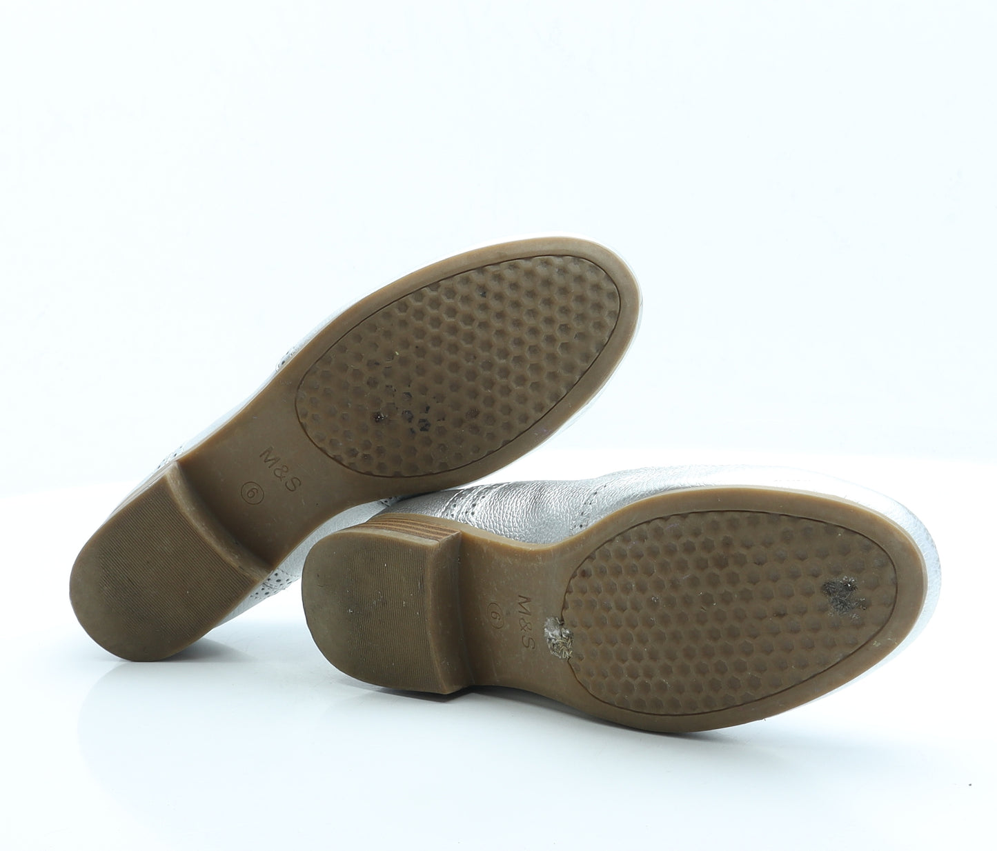 Marks and Spencer Womens Silver Faux Leather Flat UK 6