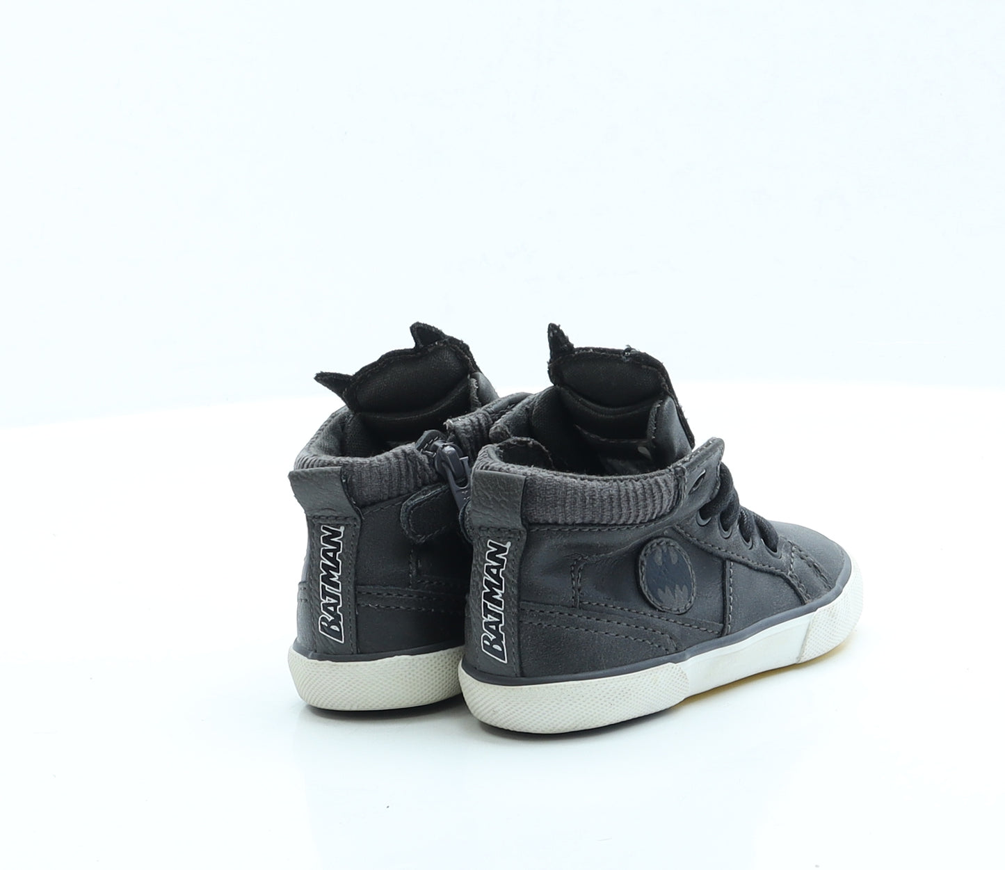 NEXT Boys Grey Faux Leather Trainer UK 4 - Batman