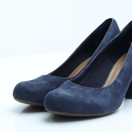 Clarks Womens Blue Faux Suede Court Heel UK 5 EUR 38
