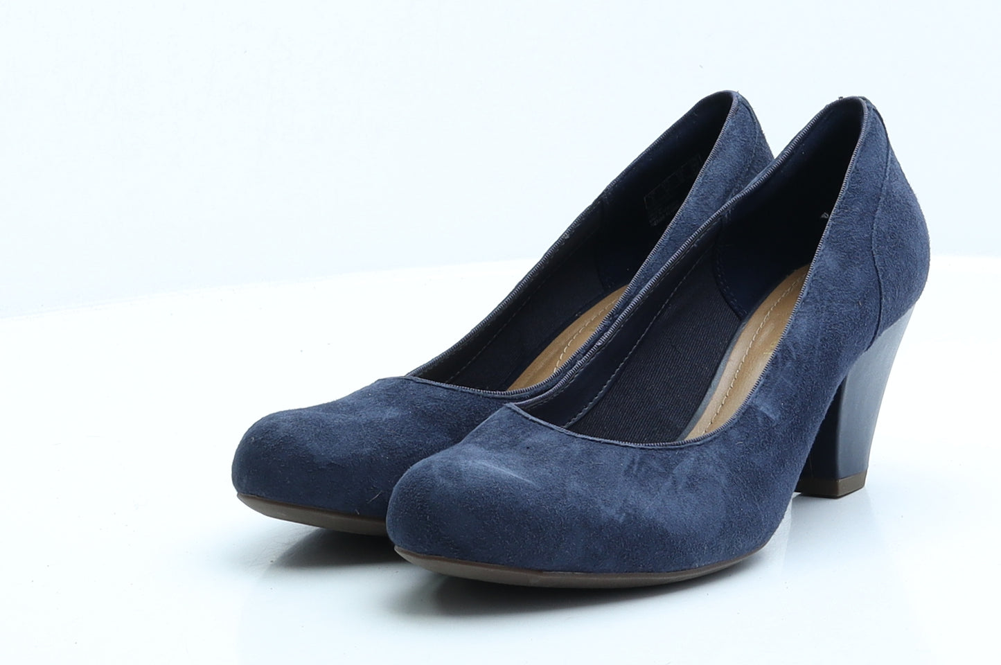 Clarks Womens Blue Faux Suede Court Heel UK 5 EUR 38