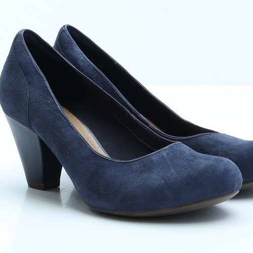 Clarks Womens Blue Faux Suede Court Heel UK 5 EUR 38