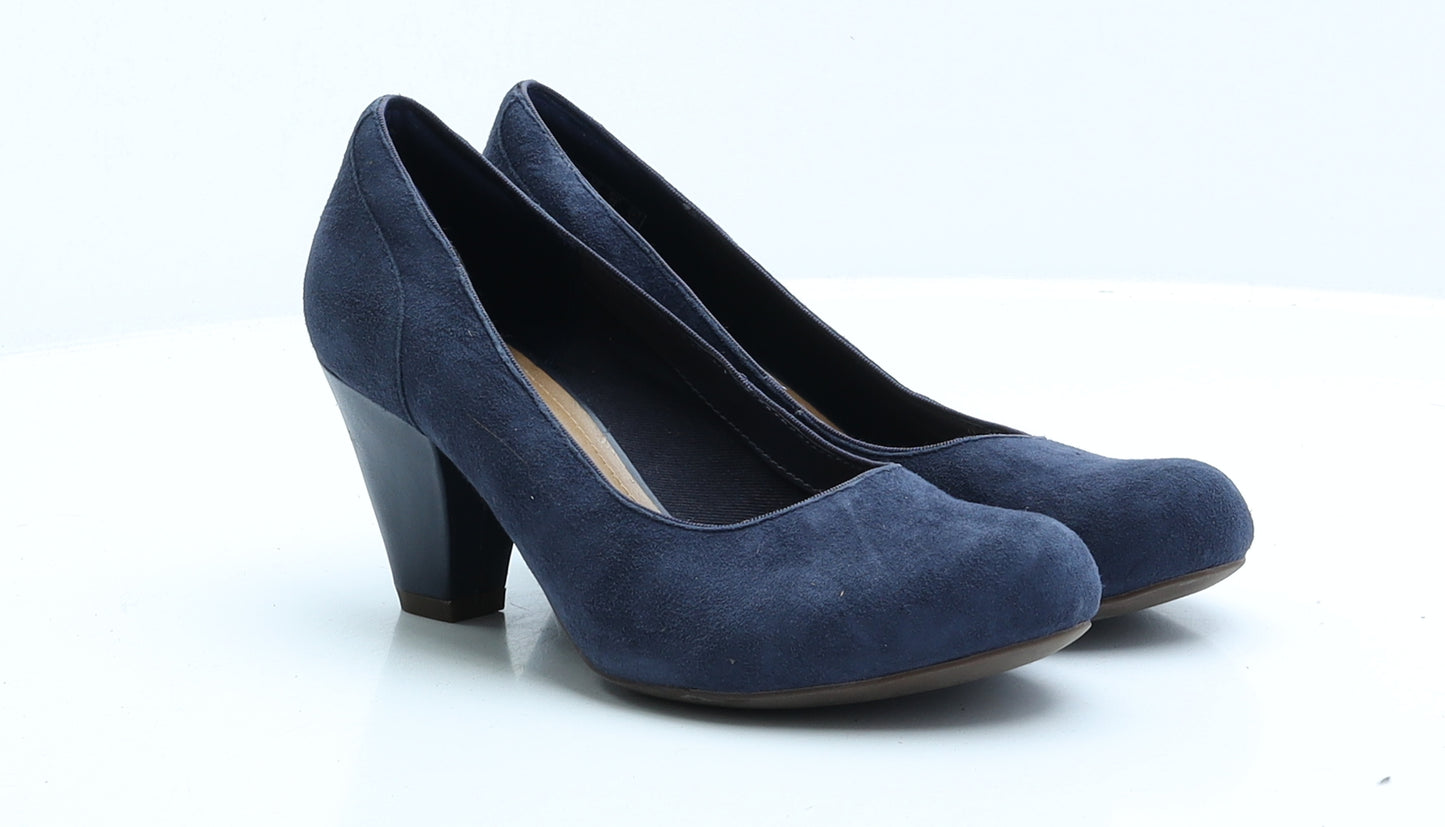 Clarks Womens Blue Faux Suede Court Heel UK 5 EUR 38