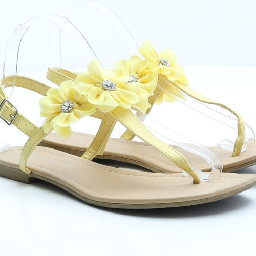 Atmosphere Womens Yellow Floral Faux Leather Strappy Sandal UK 6 EUR 39