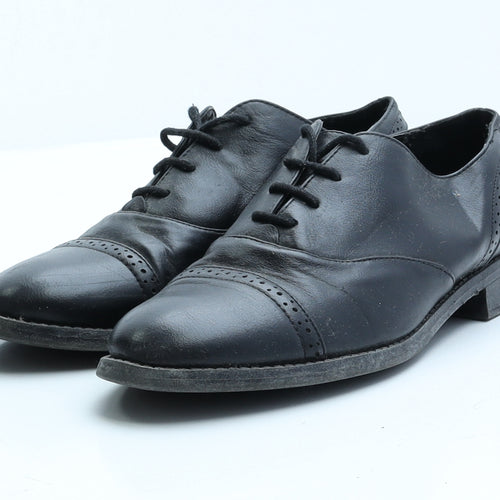 Miso Womens Black Faux Leather Oxford Flat UK 6 39