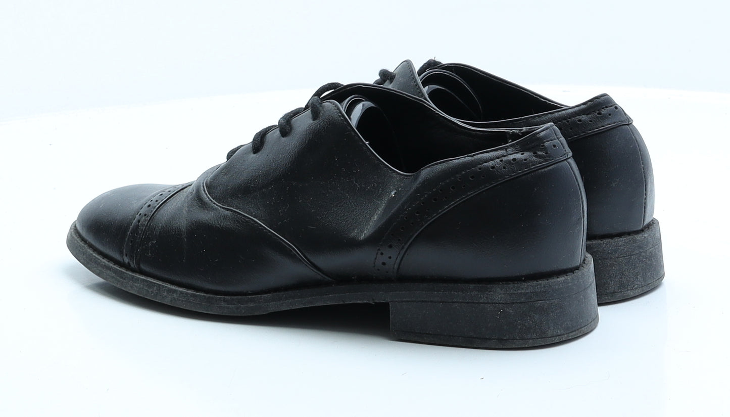 Miso Womens Black Faux Leather Oxford Flat UK 6 39