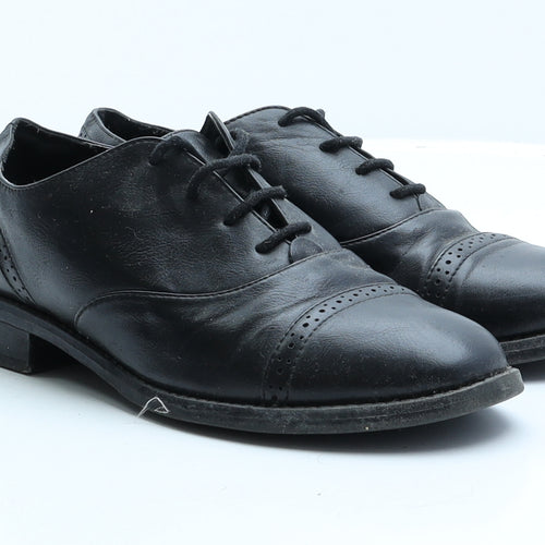 Miso Womens Black Faux Leather Oxford Flat UK 6 39