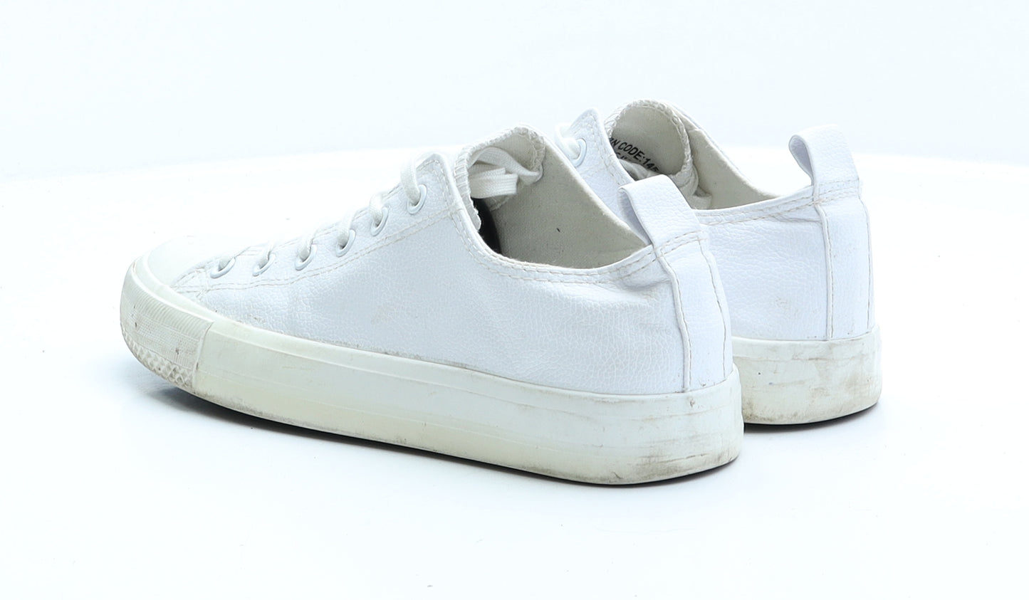 Primark Womens White Faux Leather Trainer UK 6 EUR 39