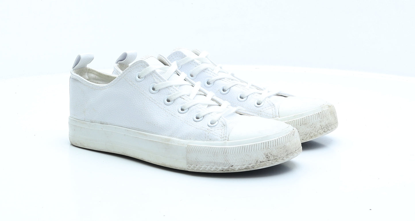 Primark Womens White Faux Leather Trainer UK 6 EUR 39