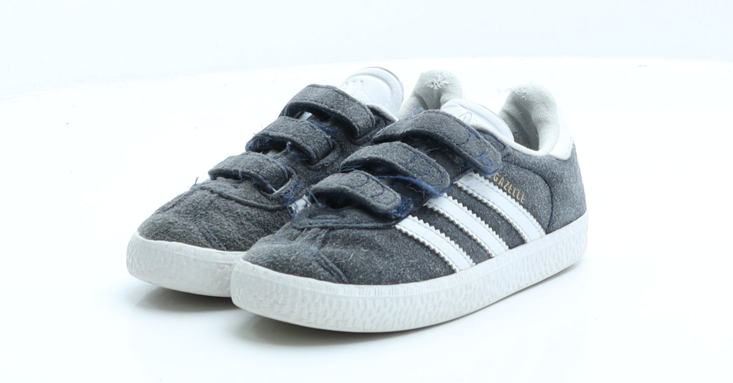 Adidas Gazelle Boys Grey Striped Faux Suede Trainer UK 9 EUR 26