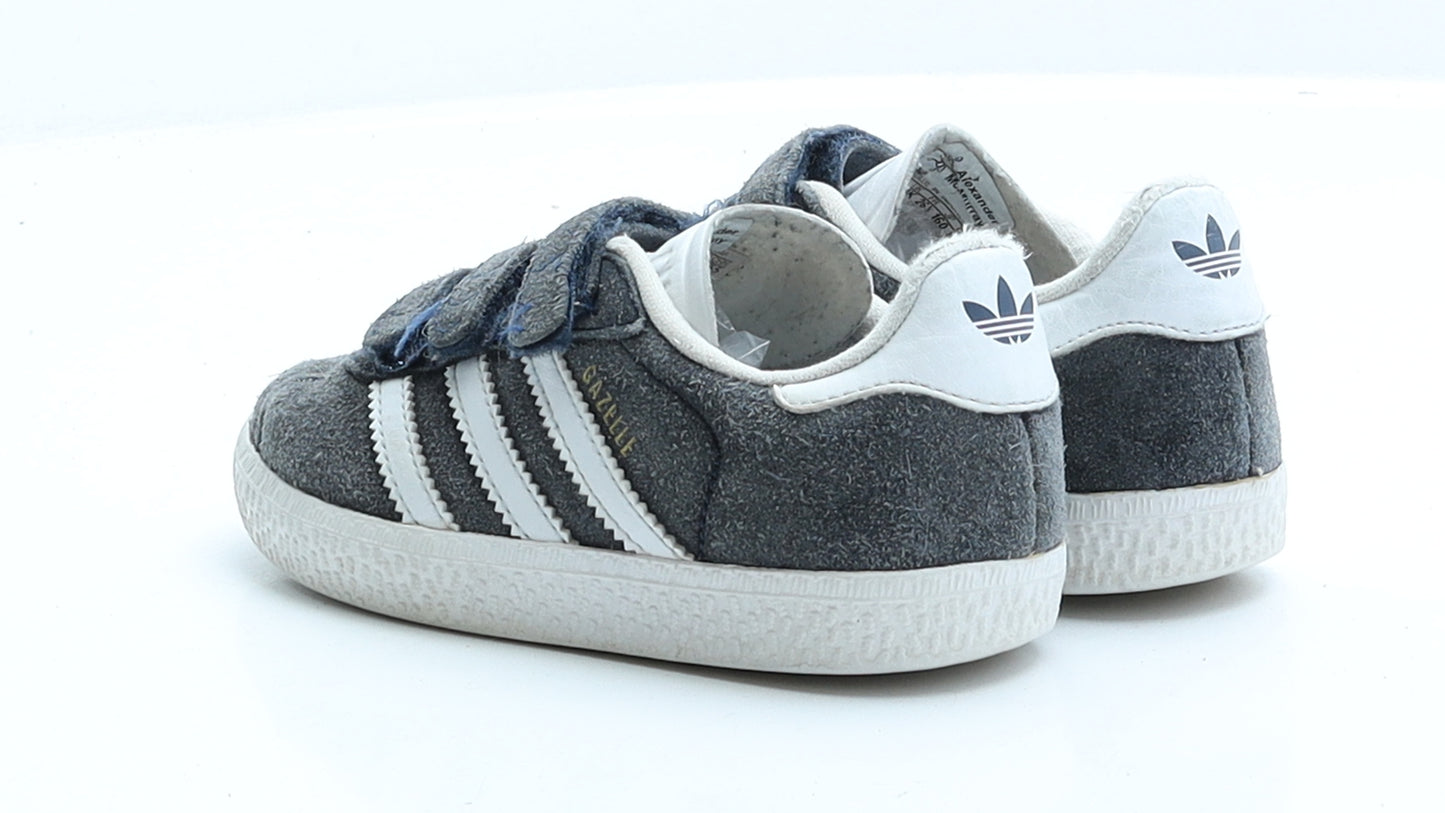 Adidas Gazelle Boys Grey Striped Faux Suede Trainer UK 9 EUR 26