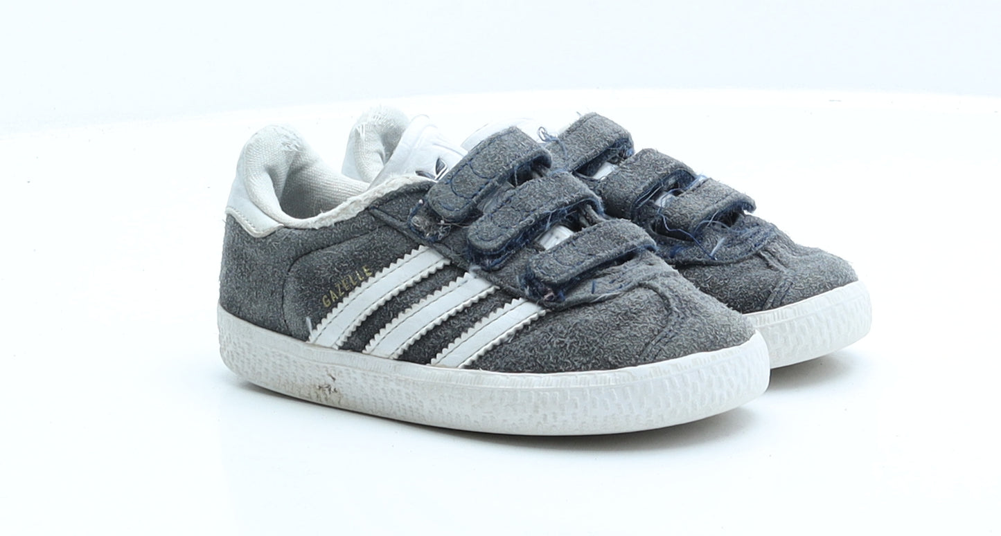 Adidas Gazelle Boys Grey Striped Faux Suede Trainer UK 9 EUR 26