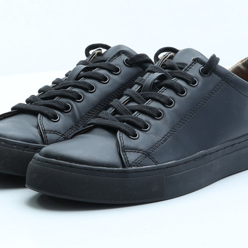 Ration.L Womens Black Faux Leather Trainer UK 5 EUR 38