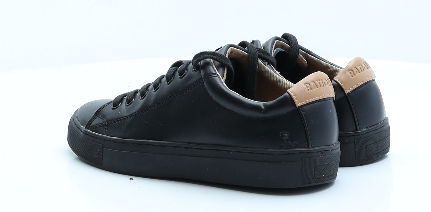 Ration.L Womens Black Faux Leather Trainer UK 5 EUR 38