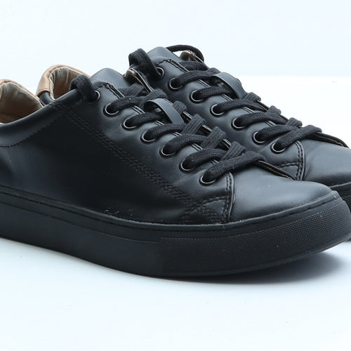 Ration.L Womens Black Faux Leather Trainer UK 5 EUR 38
