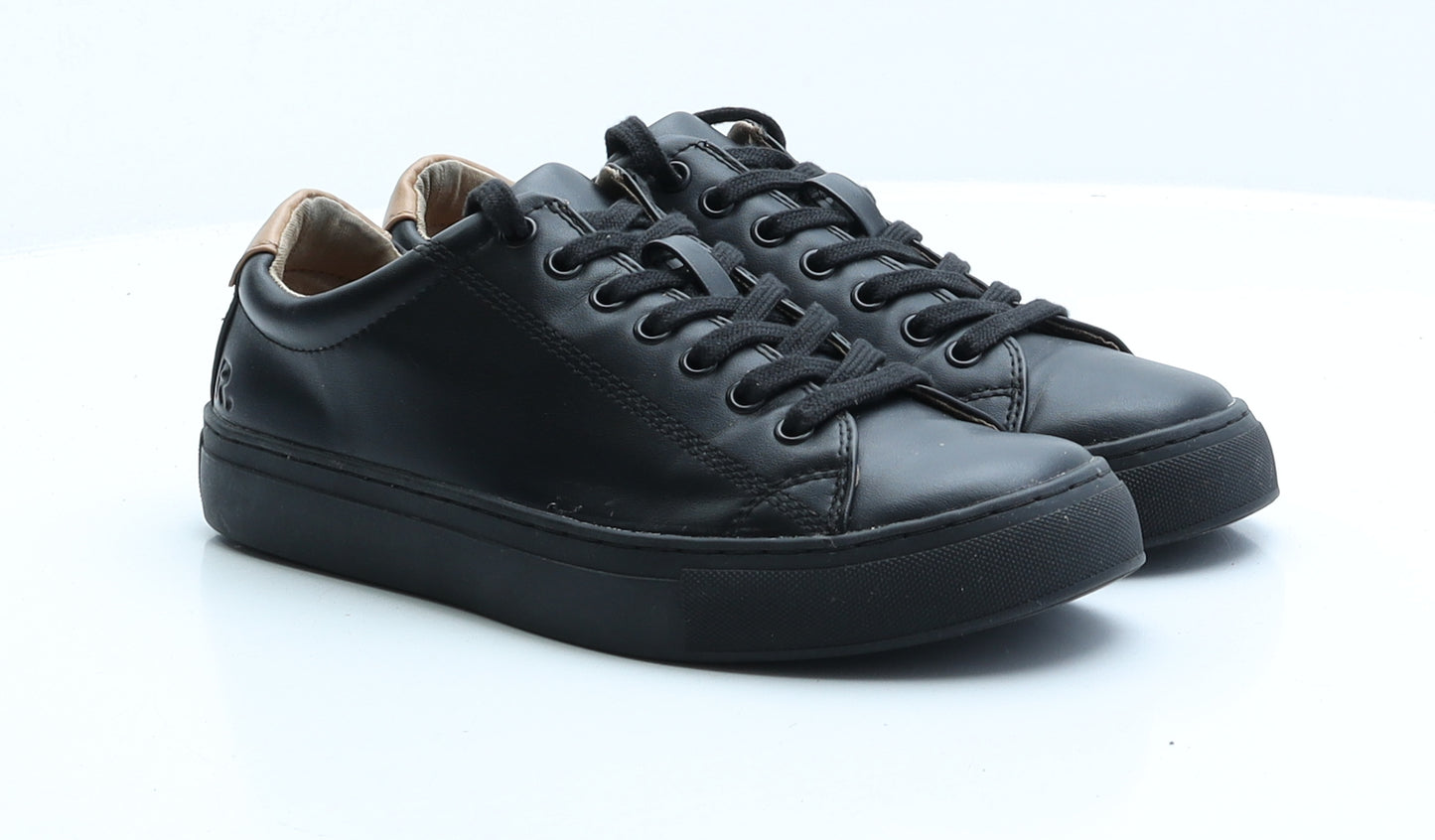 Ration.L Womens Black Faux Leather Trainer UK 5 EUR 38