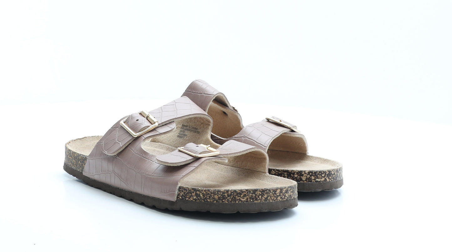 Peacocks Womens Pink Geometric Polyester Slider Flat UK 7 40