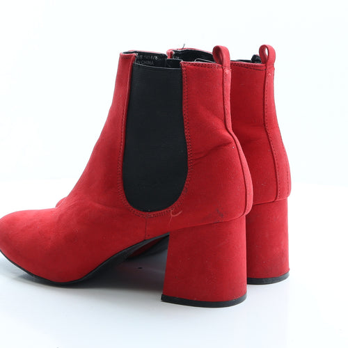 Primark Womens Red Polyester Slip On Boot UK 8 EUR 42