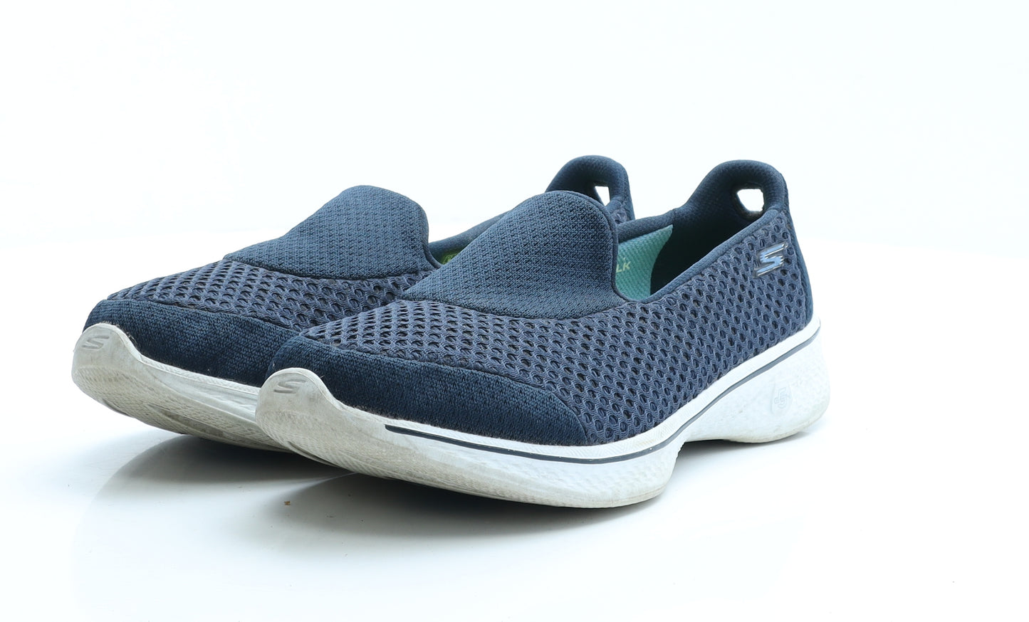 Skechers Womens Blue Geometric Polyester Flat UK 4