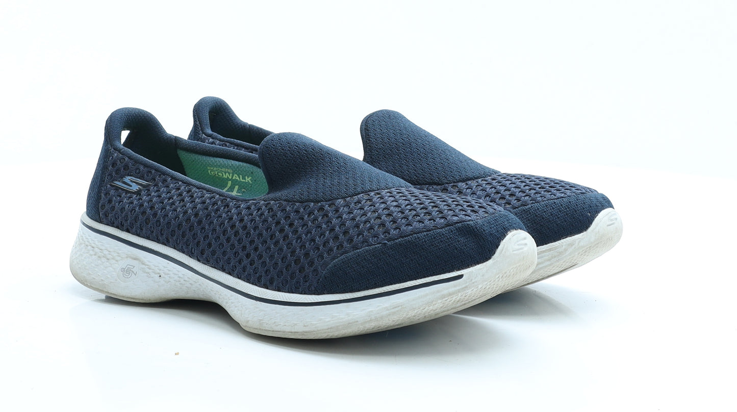 Skechers Womens Blue Geometric Polyester Flat UK 4