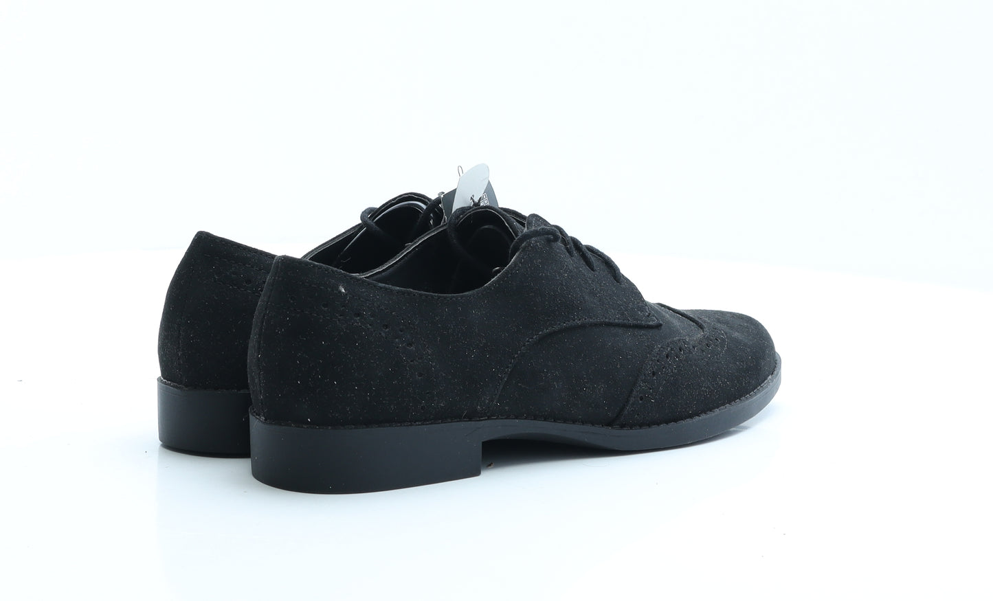 Primark Womens Black Faux Suede Flat UK 7 EUR 40 - Brogue