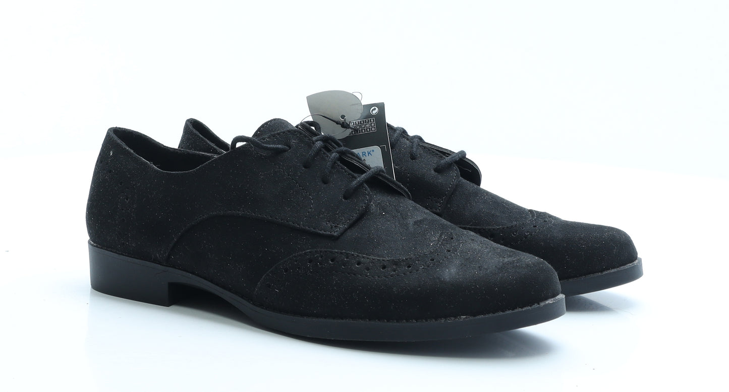 Primark Womens Black Faux Suede Flat UK 7 EUR 40 - Brogue