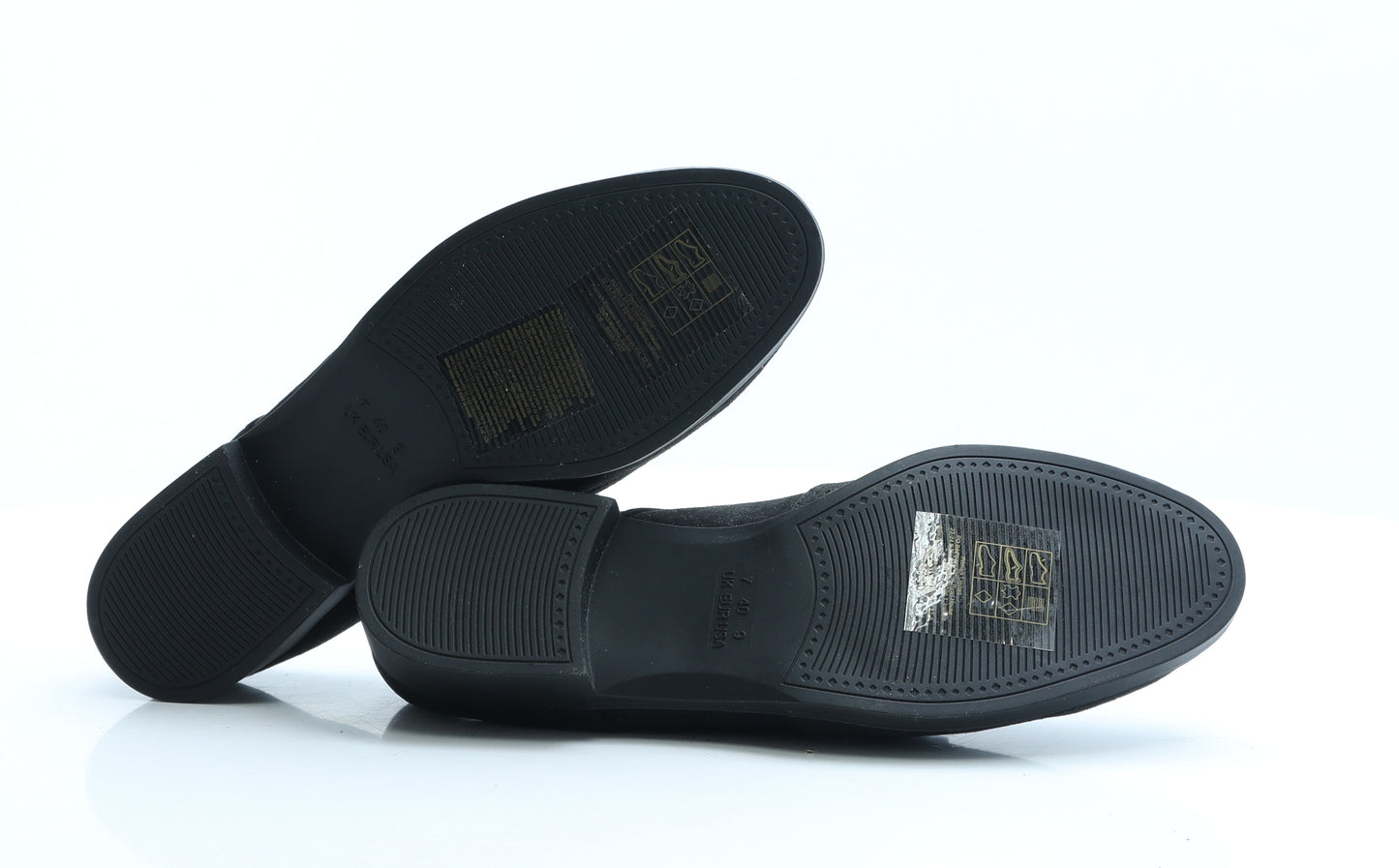 Primark Womens Black Faux Suede Flat UK 7 EUR 40 - Brogue