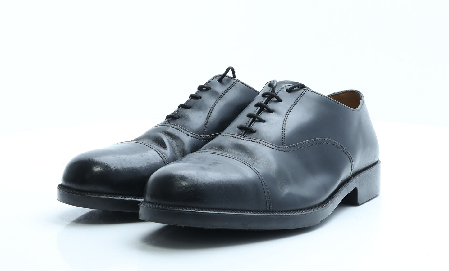 Preworn Mens Black Leather Oxford Dress UK 11 EUR 44.5