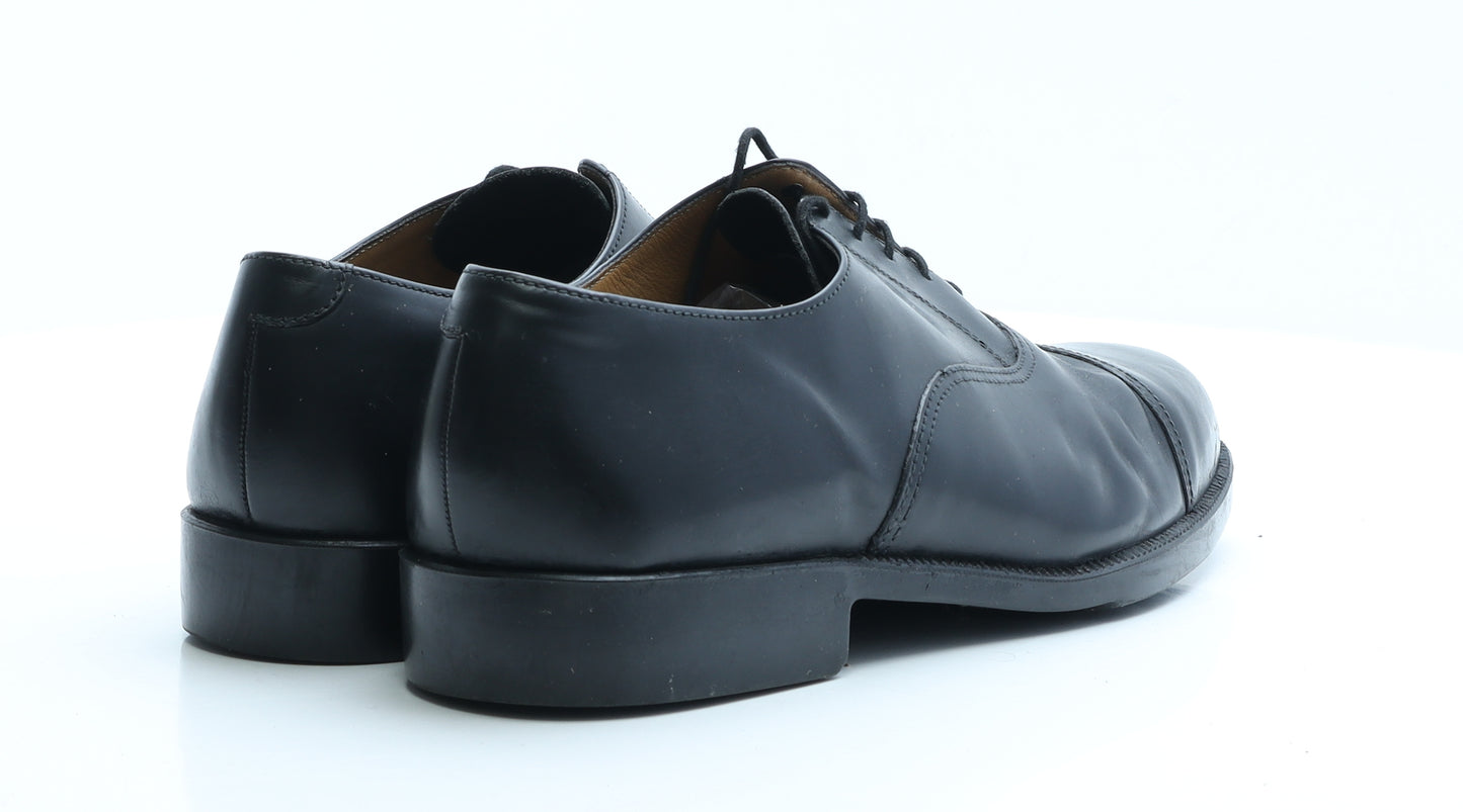 Preworn Mens Black Leather Oxford Dress UK 11 EUR 44.5