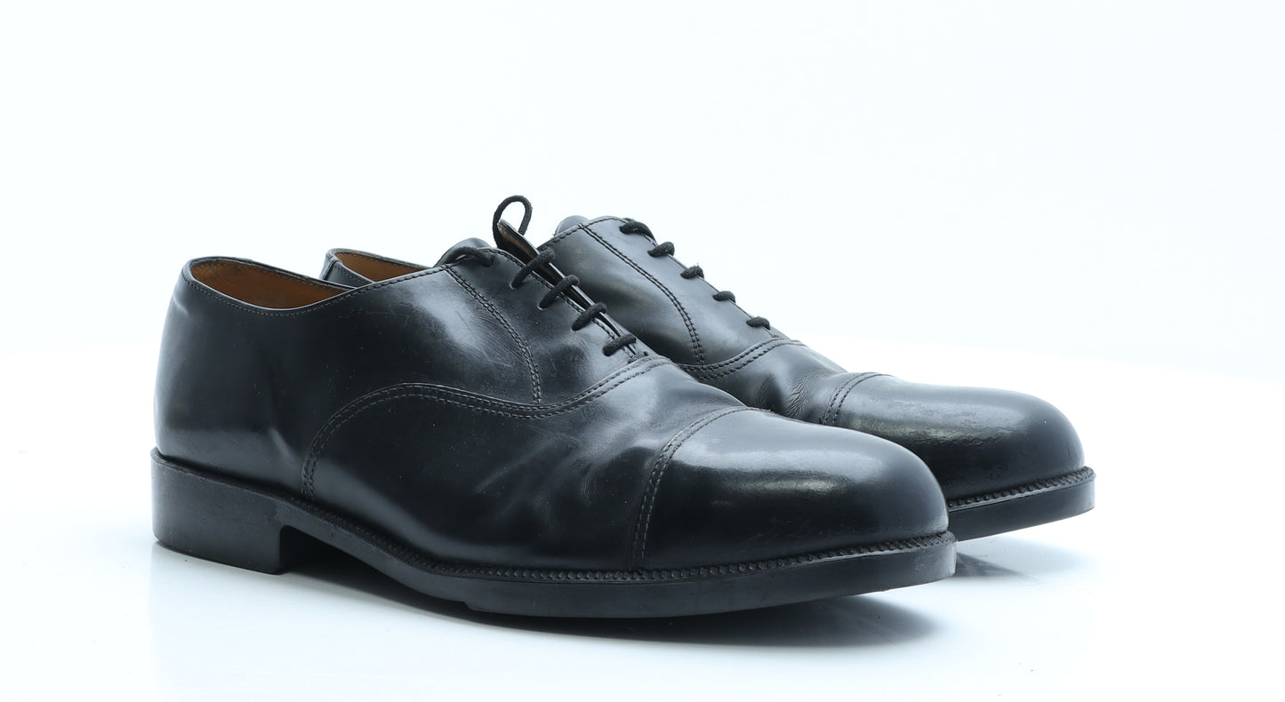 Preworn Mens Black Leather Oxford Dress UK 11 EUR 44.5