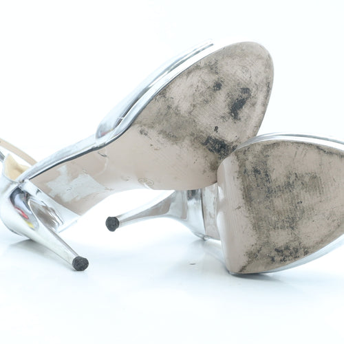 Topshop Womens Silver Vinyl Strappy Heel UK 4 EUR 37