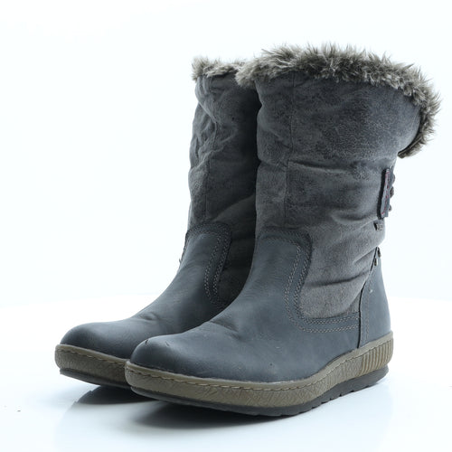 Relife Womens Grey Faux Leather Shearling Style Boot UK 7.5 EUR 41