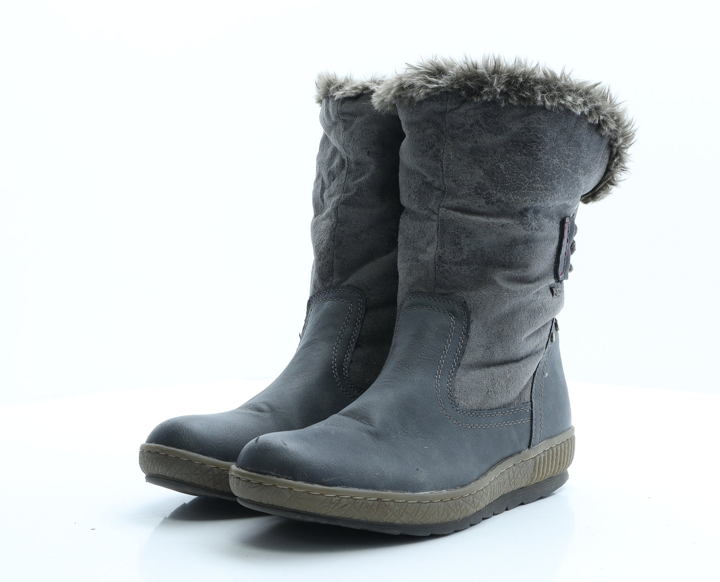 Relife Womens Grey Faux Leather Shearling Style Boot UK 7.5 EUR 41