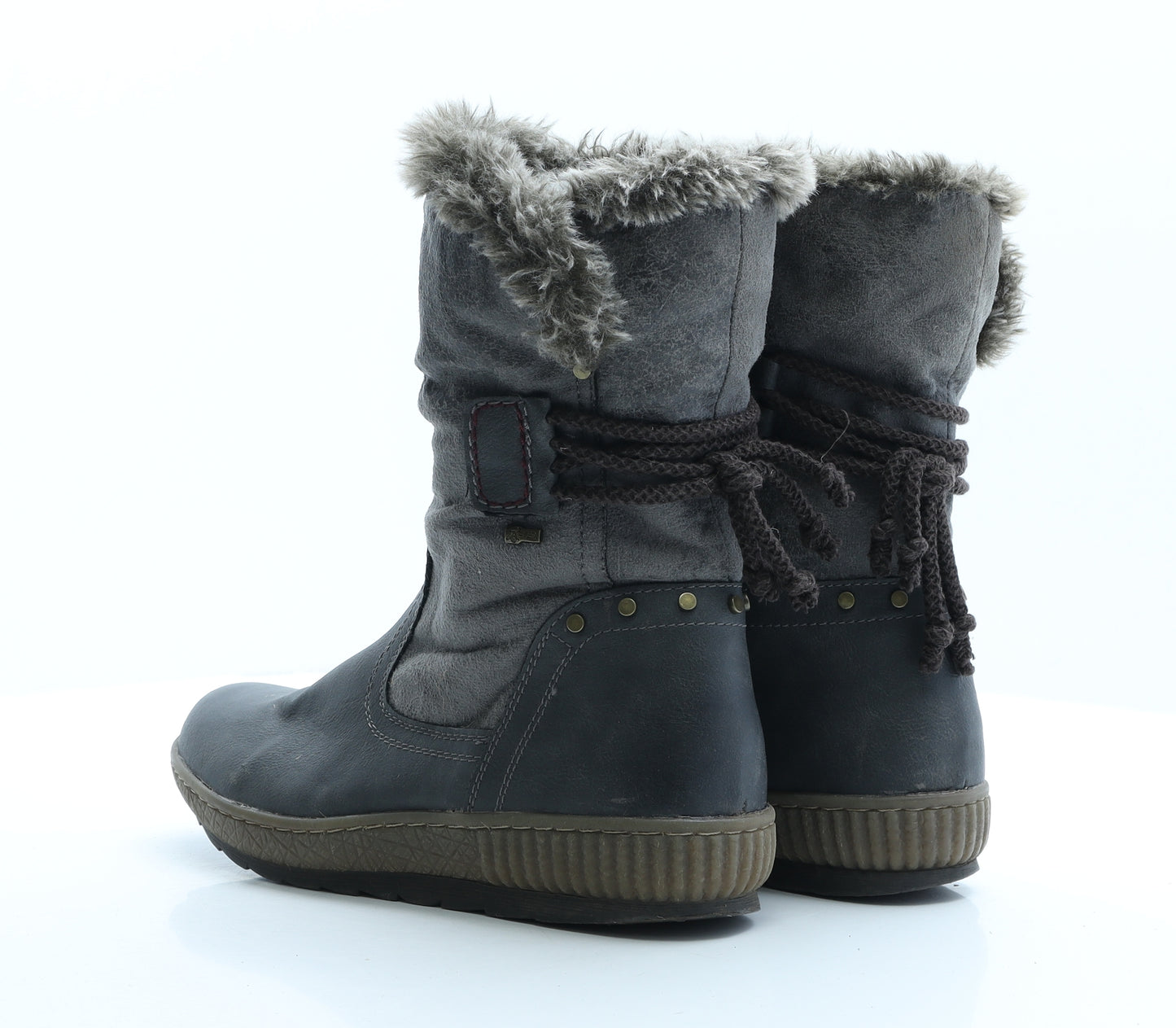 Relife Womens Grey Faux Leather Shearling Style Boot UK 7.5 EUR 41