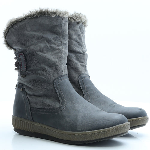 Relife Womens Grey Faux Leather Shearling Style Boot UK 7.5 EUR 41