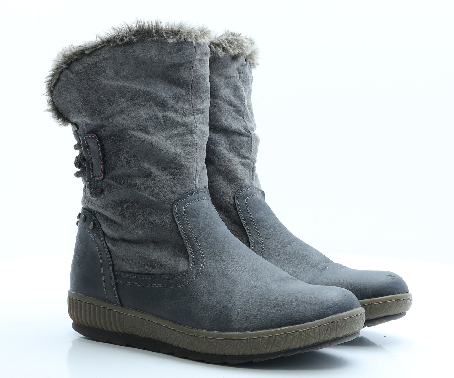 Relife Womens Grey Faux Leather Shearling Style Boot UK 7.5 EUR 41