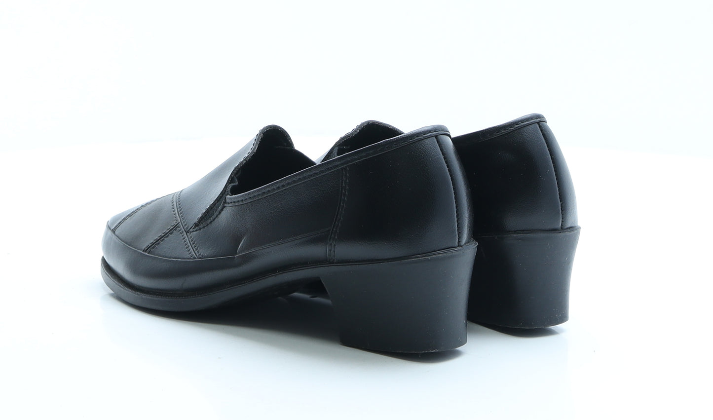 Preworn Womens Black Geometric Faux Leather Loafer Flat UK 3 EUR 36