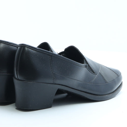 Preworn Womens Black Geometric Faux Leather Loafer Flat UK 3 EUR 36