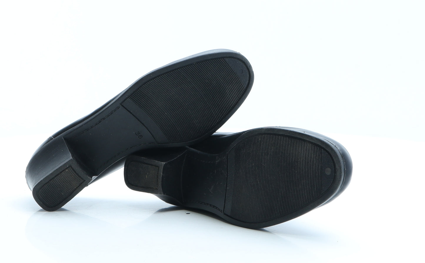 Preworn Womens Black Geometric Faux Leather Loafer Flat UK 3 EUR 36