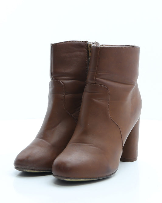 Atmosphere Womens Brown Faux Leather Bootie Boot UK 4 EUR 37