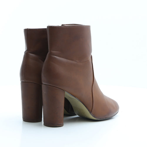 Atmosphere Womens Brown Faux Leather Bootie Boot UK 4 EUR 37